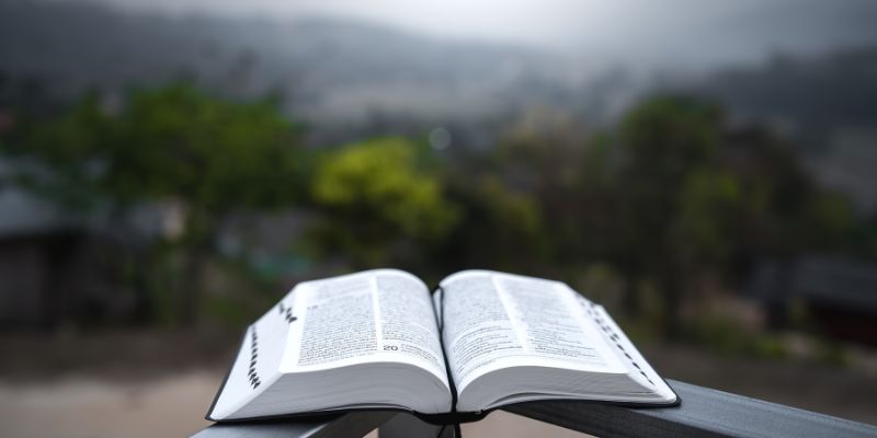 A Bible open to Genesis 1:27, with warm lighting, emphasizing human dignity as being made in God’s image
