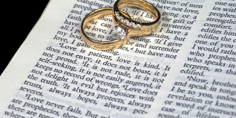 An open Bible with a highlighted passage related to love and respect
